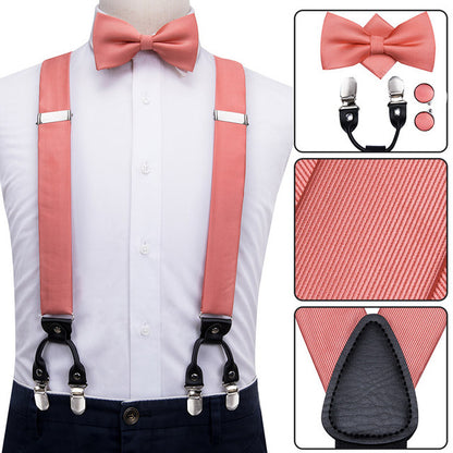 Luxury Silk Men's Sling Leather Metal 6-clip Bra