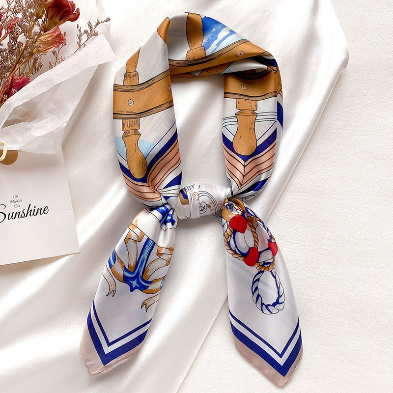 Striped Small Square Silk Scarf Fashion