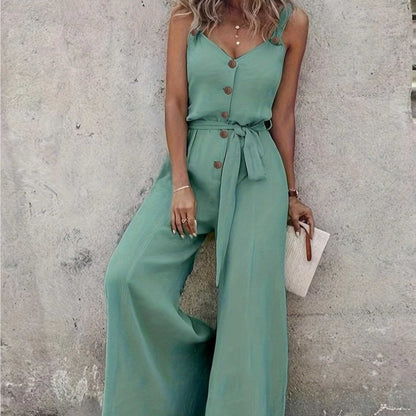 EaseLuxe™ ButtonFlow Jumpsuit