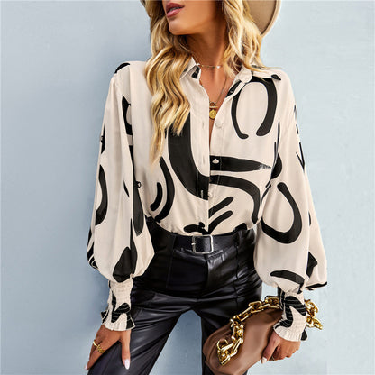 Lunaria Print Lantern Blouse