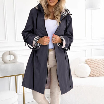EuroChic Hooded Plaid Coat