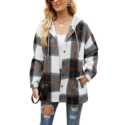 PlaidEase Hooded Coat Shirt
