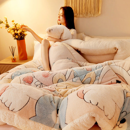 Silk Cotton Quilt Thickened Warm Lamb Fleece