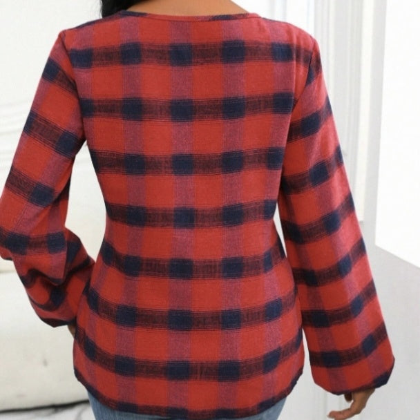 CheckFlair Bow Blouse