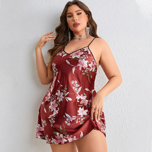 Women's Casual Pajamas Ice Silk Backless Nightdress