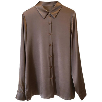 Satin Real Silk Shirt Elegant High-end