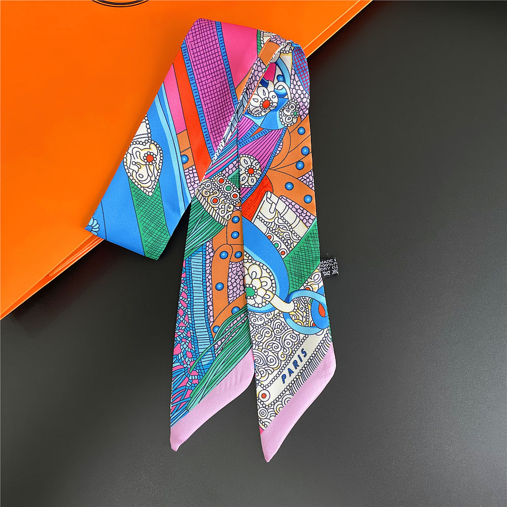 Twill Decorative Ribbon Small Silk Scarf