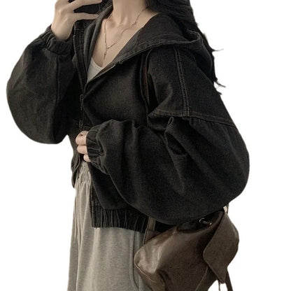 Denim Grace Retro Hooded Coat
