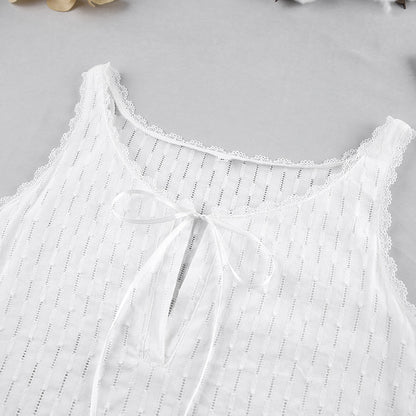 Sleeping Dress Cotton Silk Halter Short Skirt Hollow Fashion