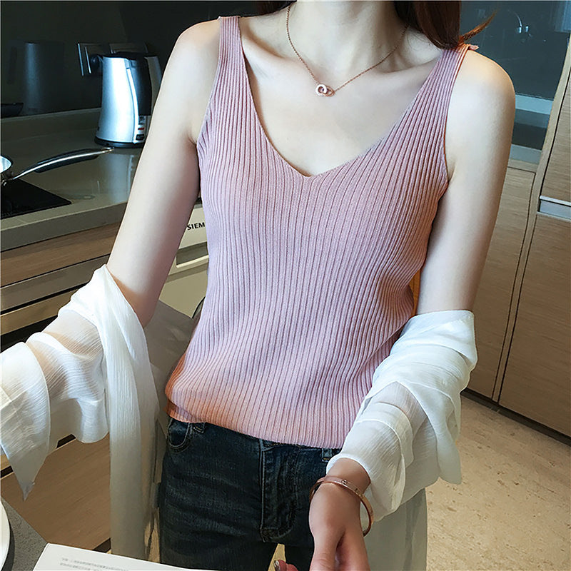 Knitted sling ice silk vest