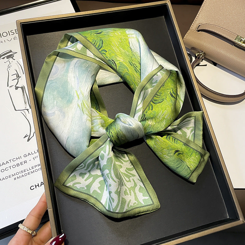 Ink Painting Boxer Small Silk Scarf Fashion Decoration