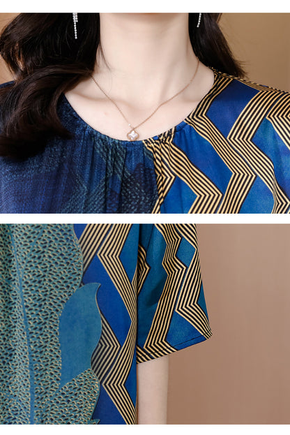 Middle-aged Women's Silk DressMom