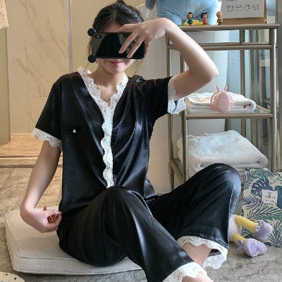 Ice silk short sleeve two-piece suit