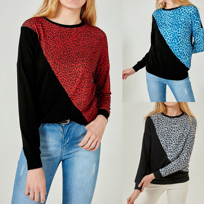 WildStitch Contrast Leopard Sweater