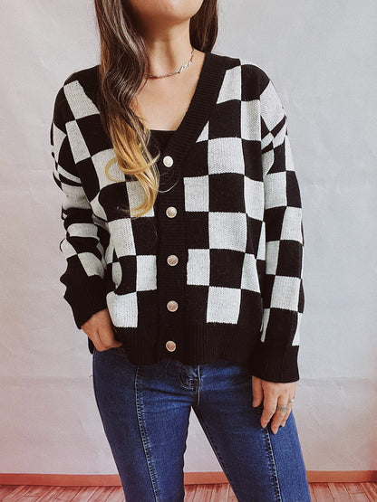 PlaidAura Contrast Sweater