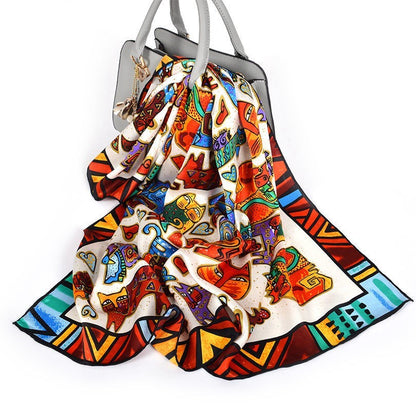 Wild Western Style Plain Crepe Satin Square Silk Scarf
