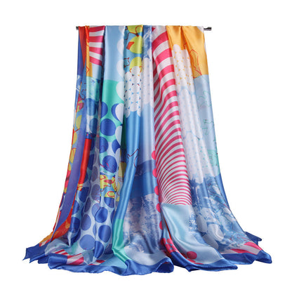 Silk satin zebra dot pattern ladies scarf