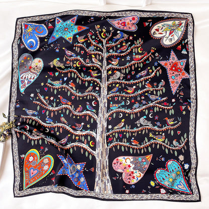 Korean printing fashion silk big scarf shawl