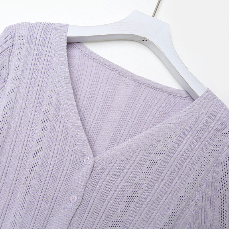Retro ice silk hollow knit sweater