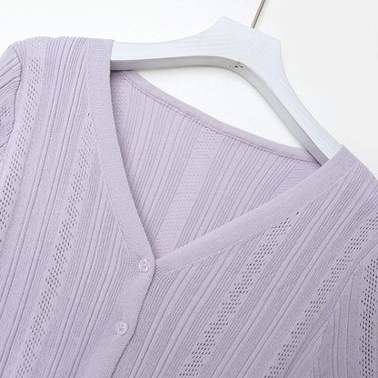Retro ice silk hollow knit sweater