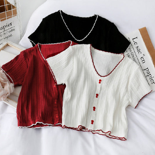 Short sleeve ice silk sweater