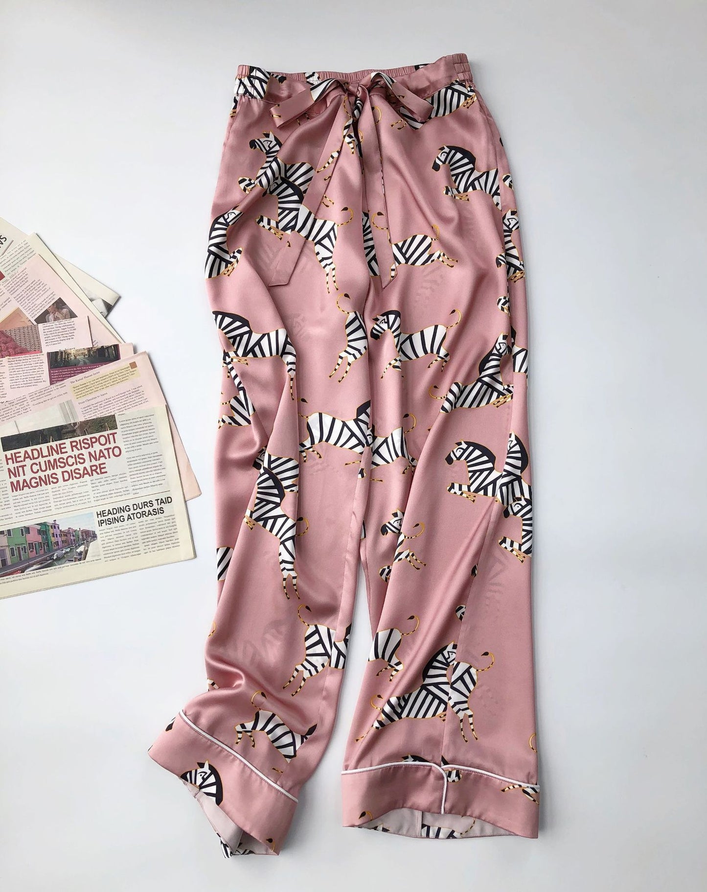 Pajama silk top shorts trousers
