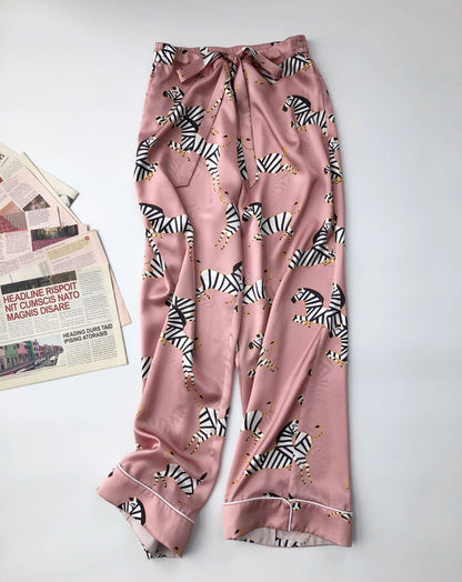 Pajama silk top shorts trousers