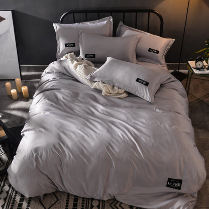 Simple washed cotton silk four piece set