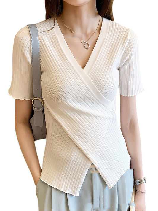 Women's Knit Short Sleeve Ice Silk T-Shirt