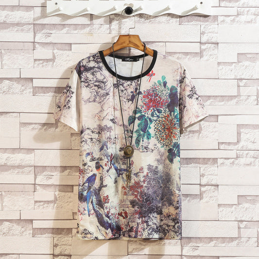 Cool men's casual fashion ice silk short sleeve