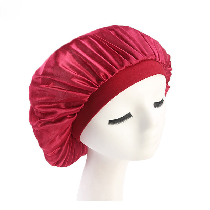 Simulation silk elastic wide-brimmed round cap