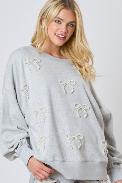 EleganceBow Pearl Sweatshirt