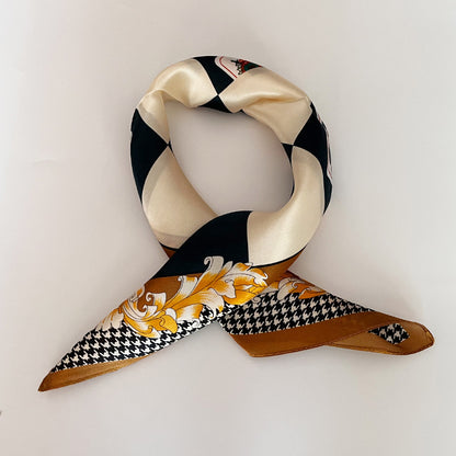 Silk Scarf Women's Spring And Summer New Fashion Professional All-match Printing Satin Silk Small Square Scarf Soft Scarf