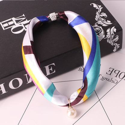 Women's Fashion Print Embellished Silk Scarf