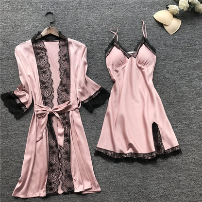 Silk pajama four piece set