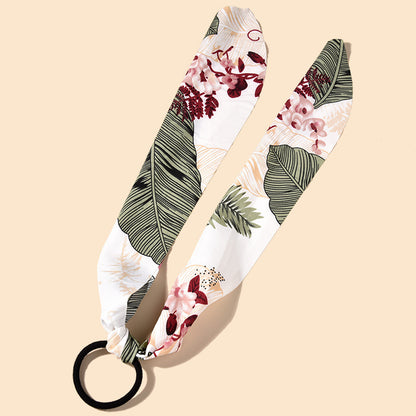 Ribbon silk cloth floral hair rope