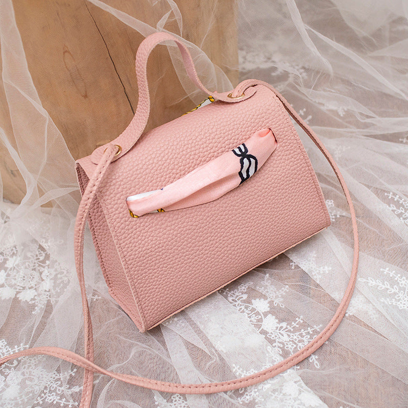 Litchi pattern shoulder bag silk scarf bag
