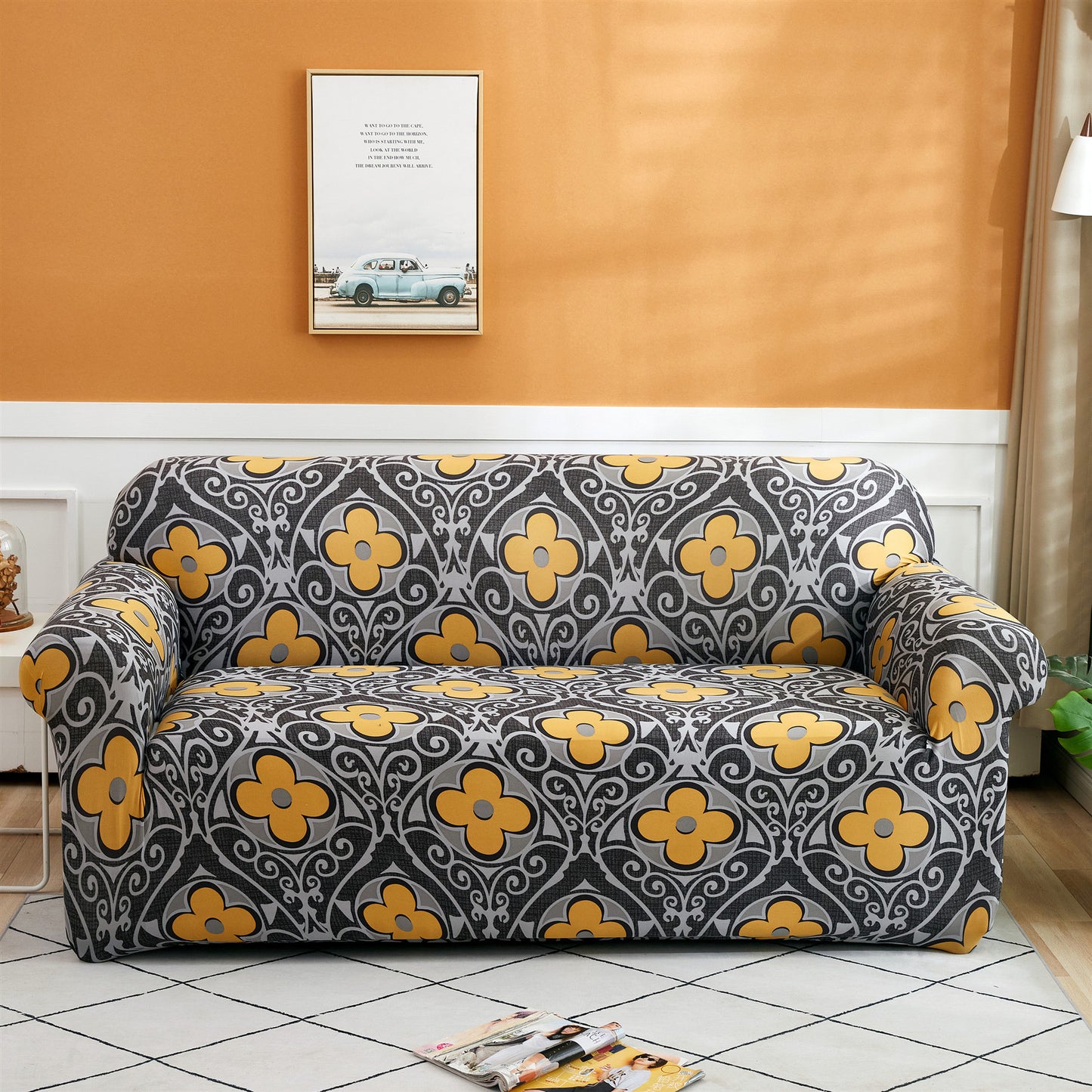 Milk Silk Printing Stretch Sofa Cover