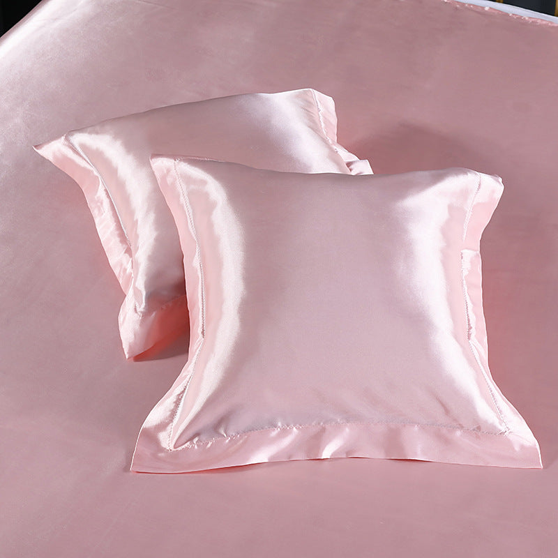 Pure color silk square pillowcase