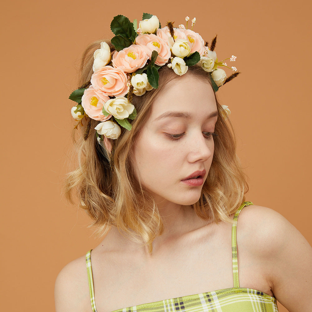 Silk yarn simulation flower headband