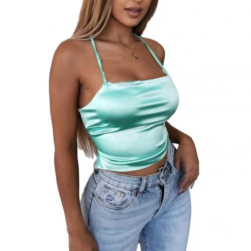 Pure color women's simulation silk sling top