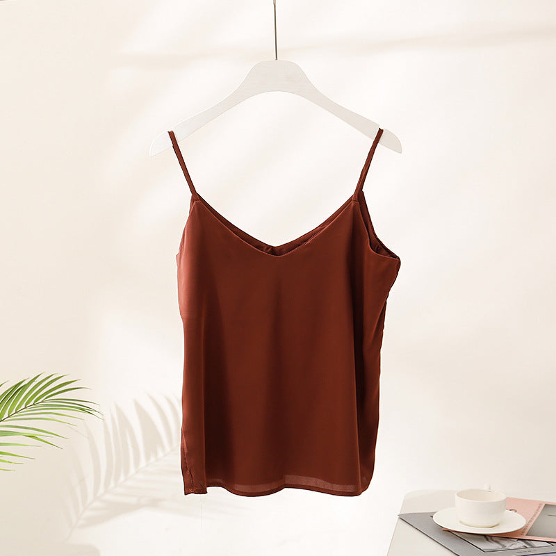 Super soft solid color satin silk camisole