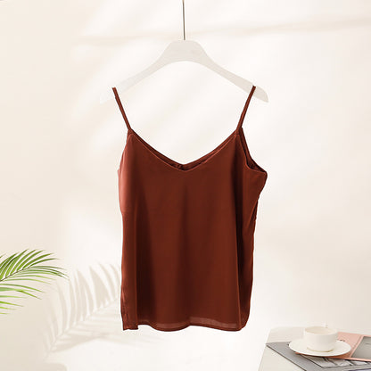 Super soft solid color satin silk camisole