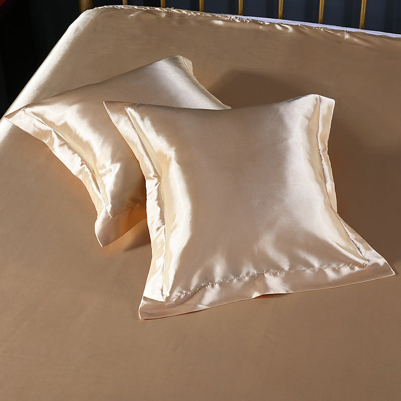 Pure color silk square pillowcase