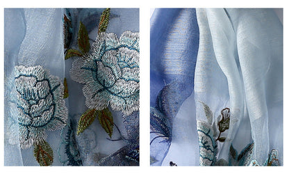 Silk scarf with wild embroidery in spring