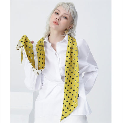 Polka dot printed silk scarf