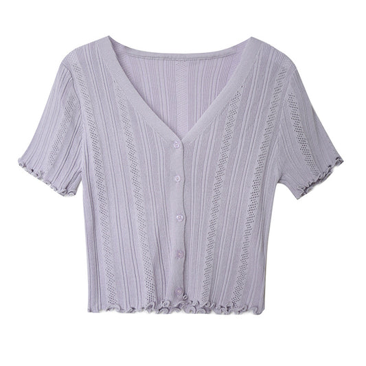 Retro ice silk hollow knit sweater