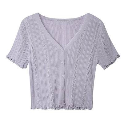 Retro ice silk hollow knit sweater