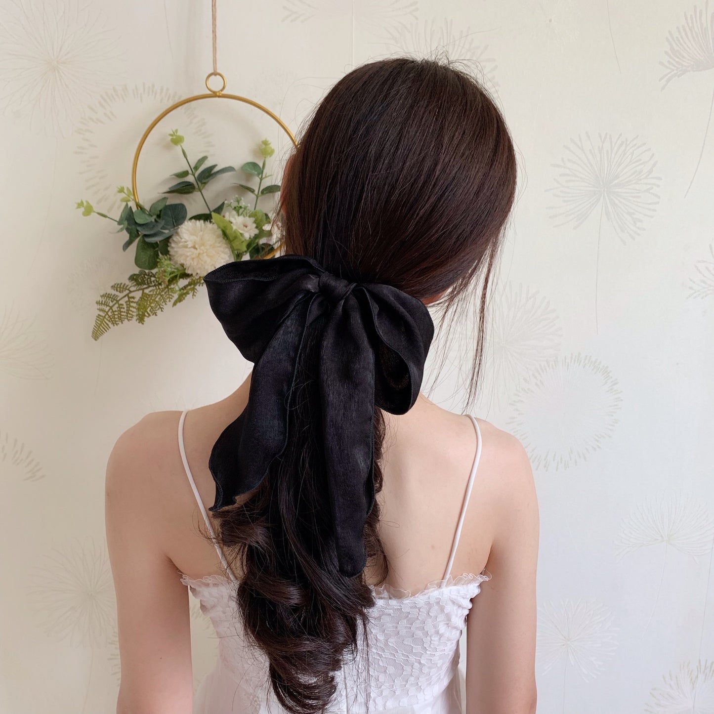 Silk satin oversized bow hair tie