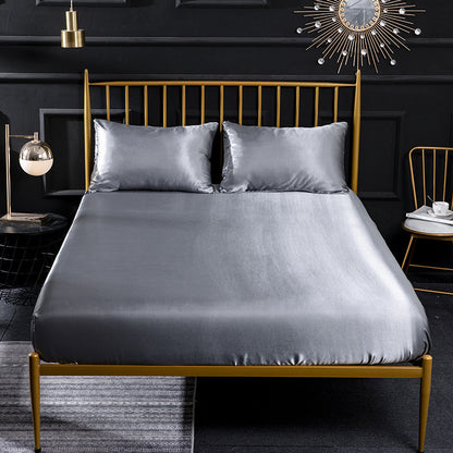 Three-piece silk mattress protection cover